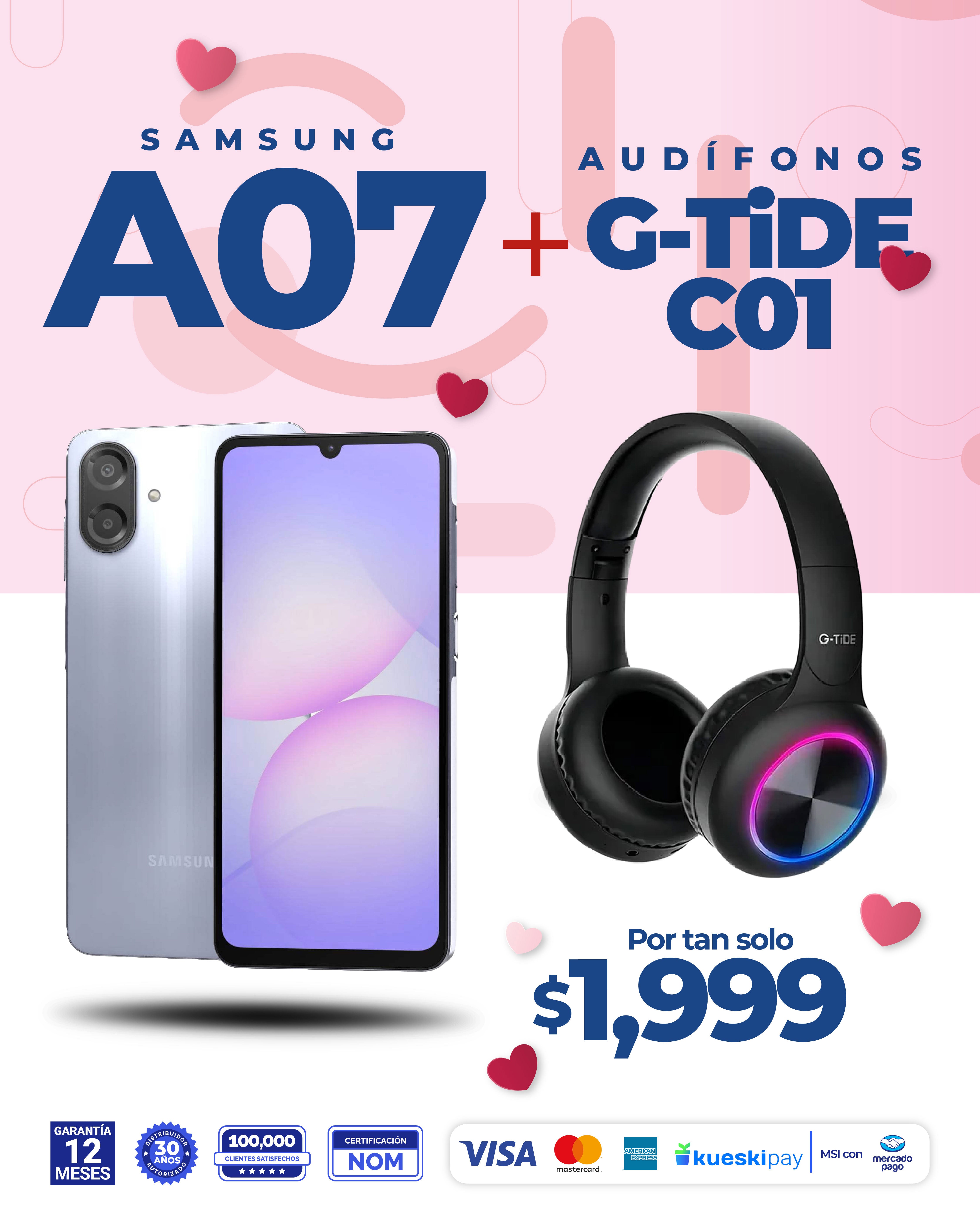 Samsun Galaxy a07 + Audífonos G-tide C01 de regalo