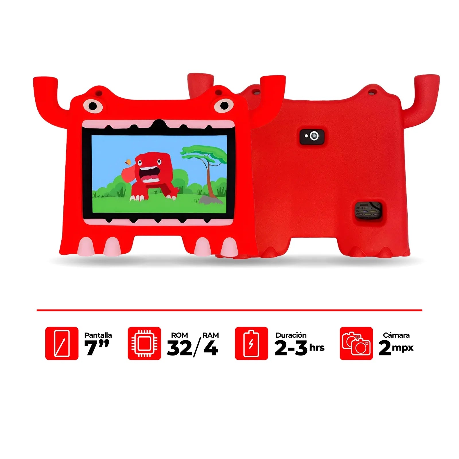AMSCHEL K98 64GB 4GB RAM MONSTRUO ROJO Tableta Para niño