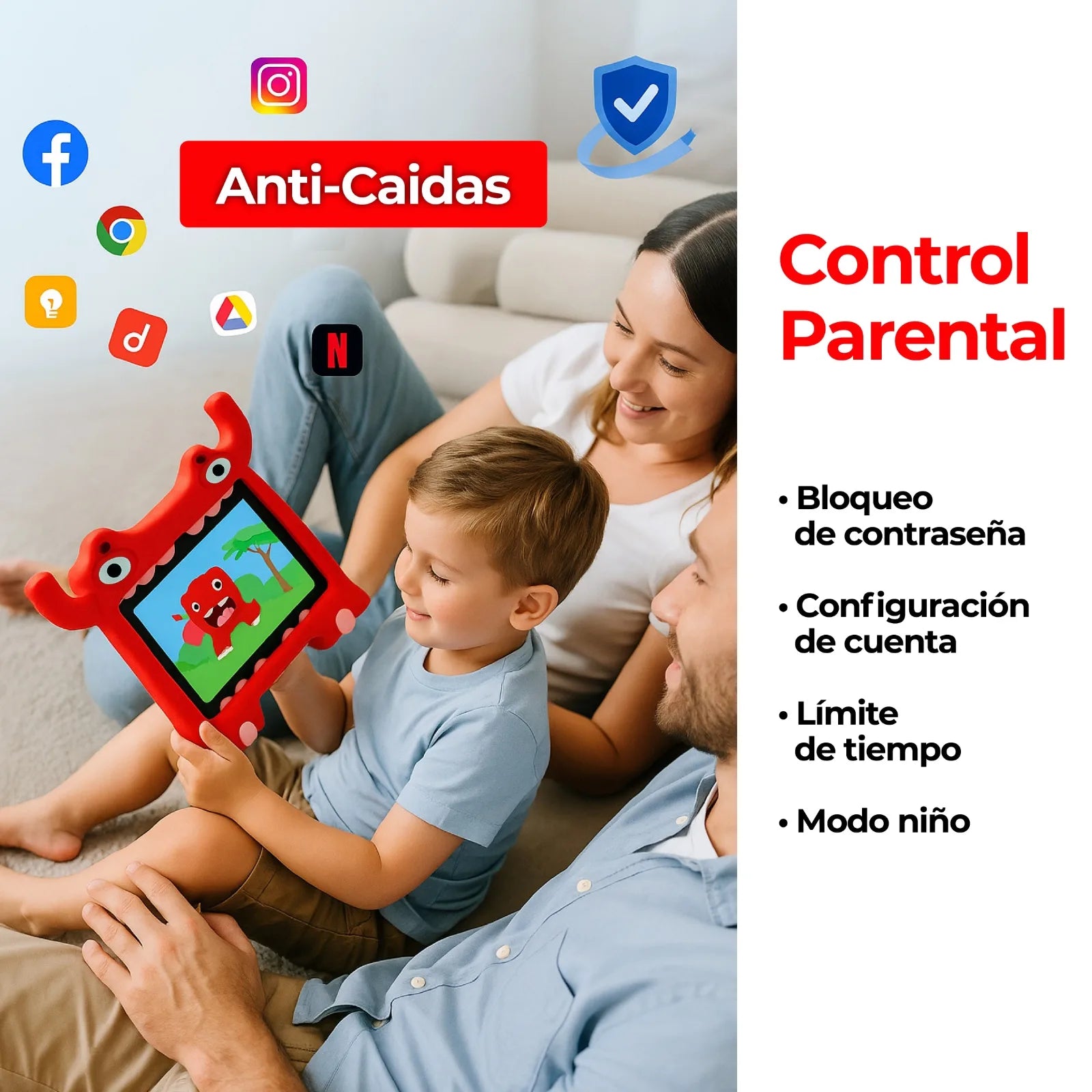 AMSCHEL K98 64GB 4GB RAM MONSTRUO ROJO Tableta Para niño