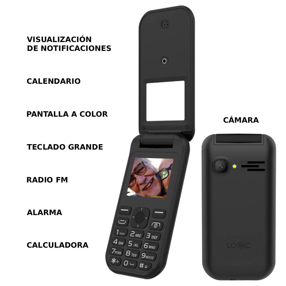 Celular Logic F6G Flip 3G para adultos mayores