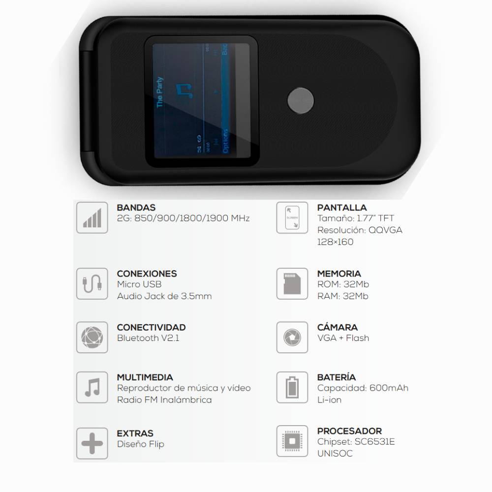 Celular Logic F6G Flip 3G para adultos mayores