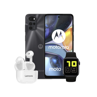 Motorola G22 4/128GB Gris+ Smartwatch T-500 + Lenovo LP40